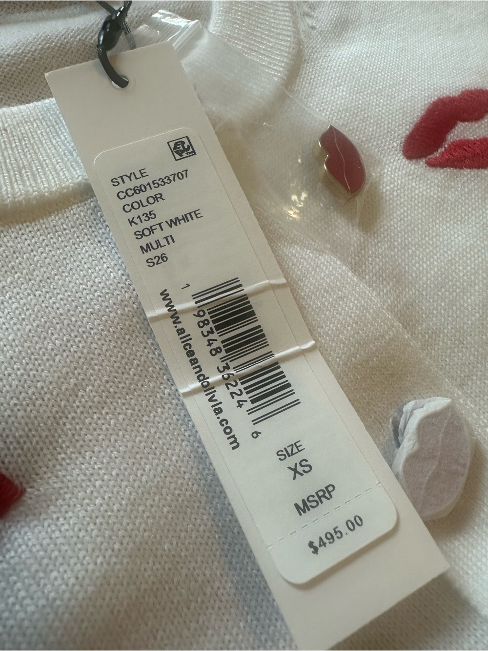 Alice + Olivia Daroda Kiss Lipstick Stretch ~ Wool Cardigan - Picture 13 of 17